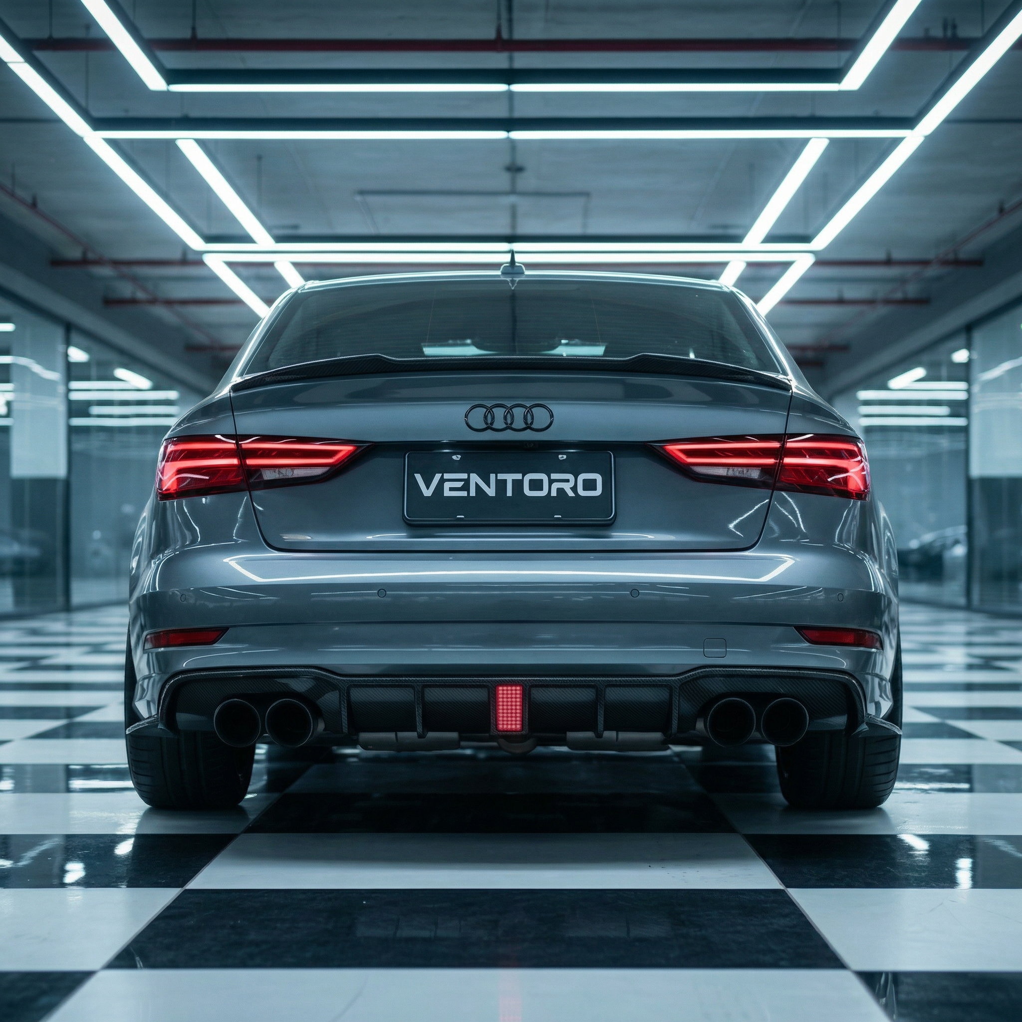 DYFUZOR ZDERZAKA TYLNEGO + LED CARBON AUDI RS3 8V SEDAN - Image 4